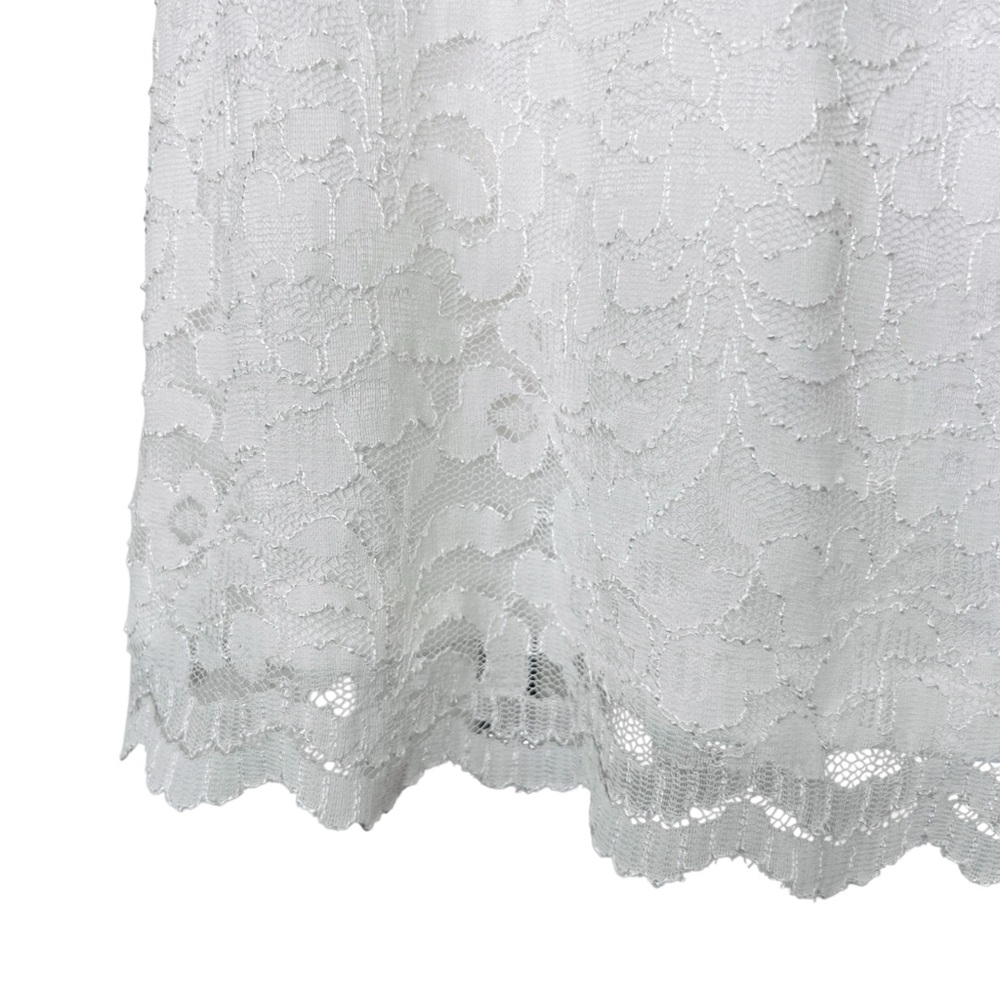 KARL LAGERFELD Peter Pan Collar Black Tie Short Sleeve Lace Top Blouse White M - Picture 9 of 17